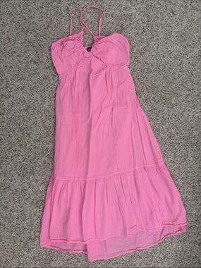 Pink halter mini dress